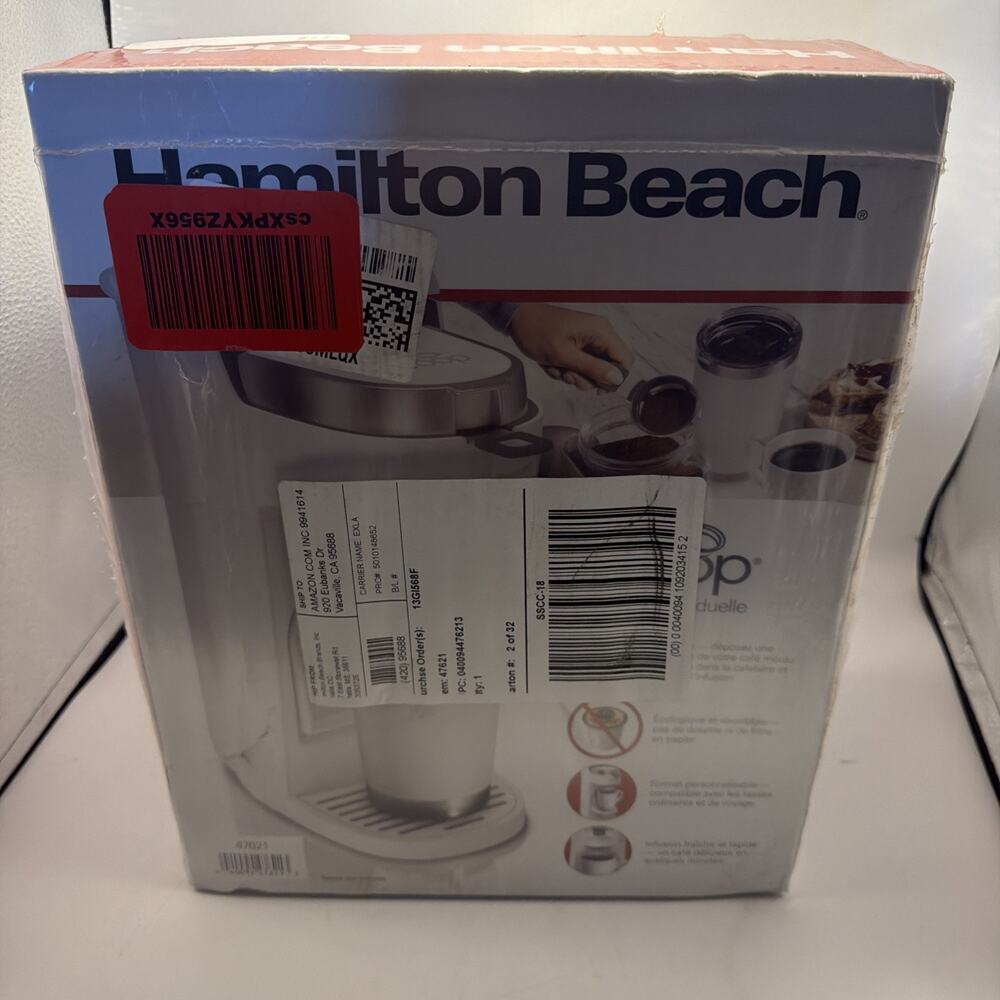Hamilton Beach The ScoopSingle-Serve Coffee Maker White New